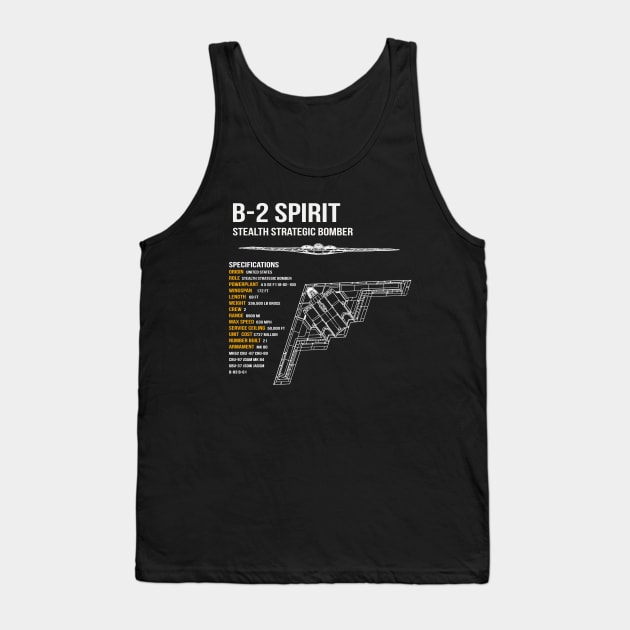 Northrop Grumman B-2 Spirit USAF Bomber Tank Top by Dirty Custard Designs 